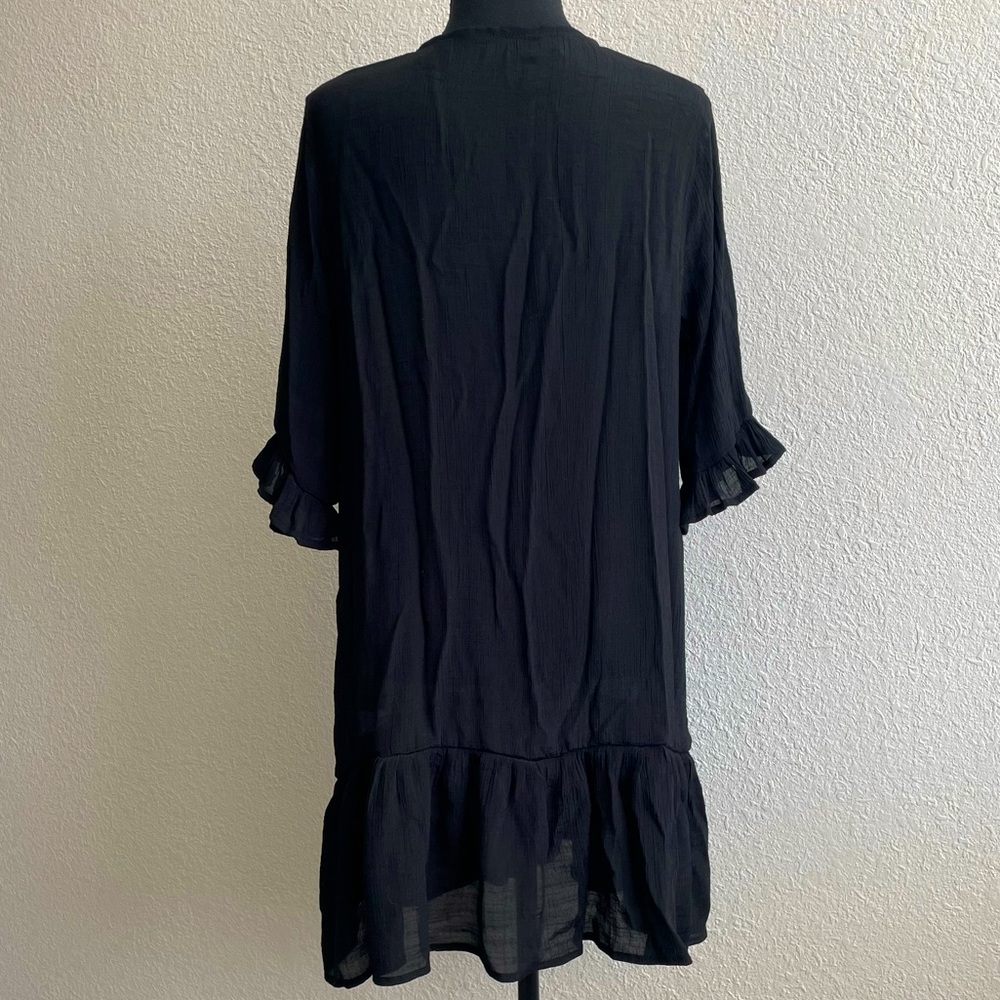 Ruffled Swim Cover Up Sexy Dress -M-Black - Picture 4 of 11
